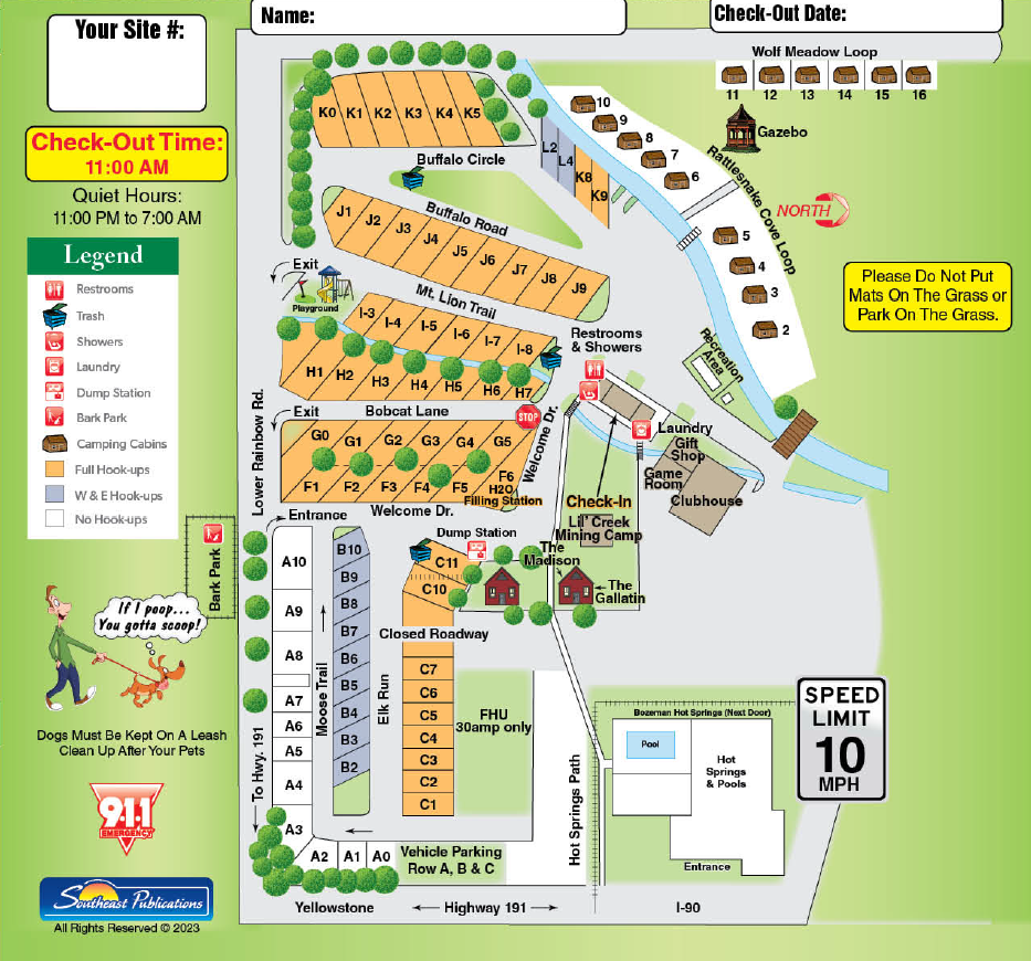 a map of the Bozeman campground